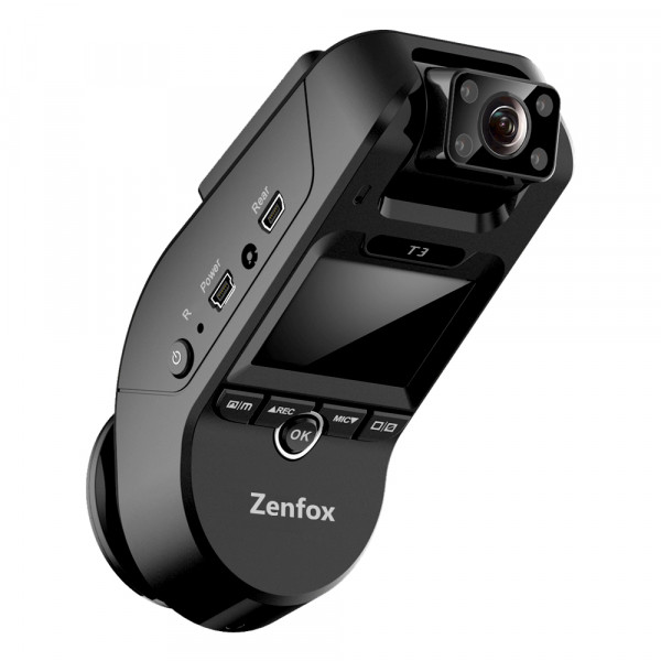 Zenfox T3 2CH Dual Channel 2K Front + 1080P Infrared Interior Wi-Fi GPS  Dash Camera